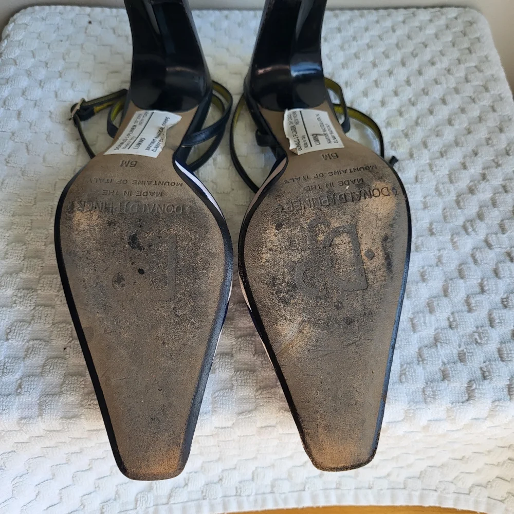 Donald J. Pliner Black and White Striped Heels - Picture 14 of 16
